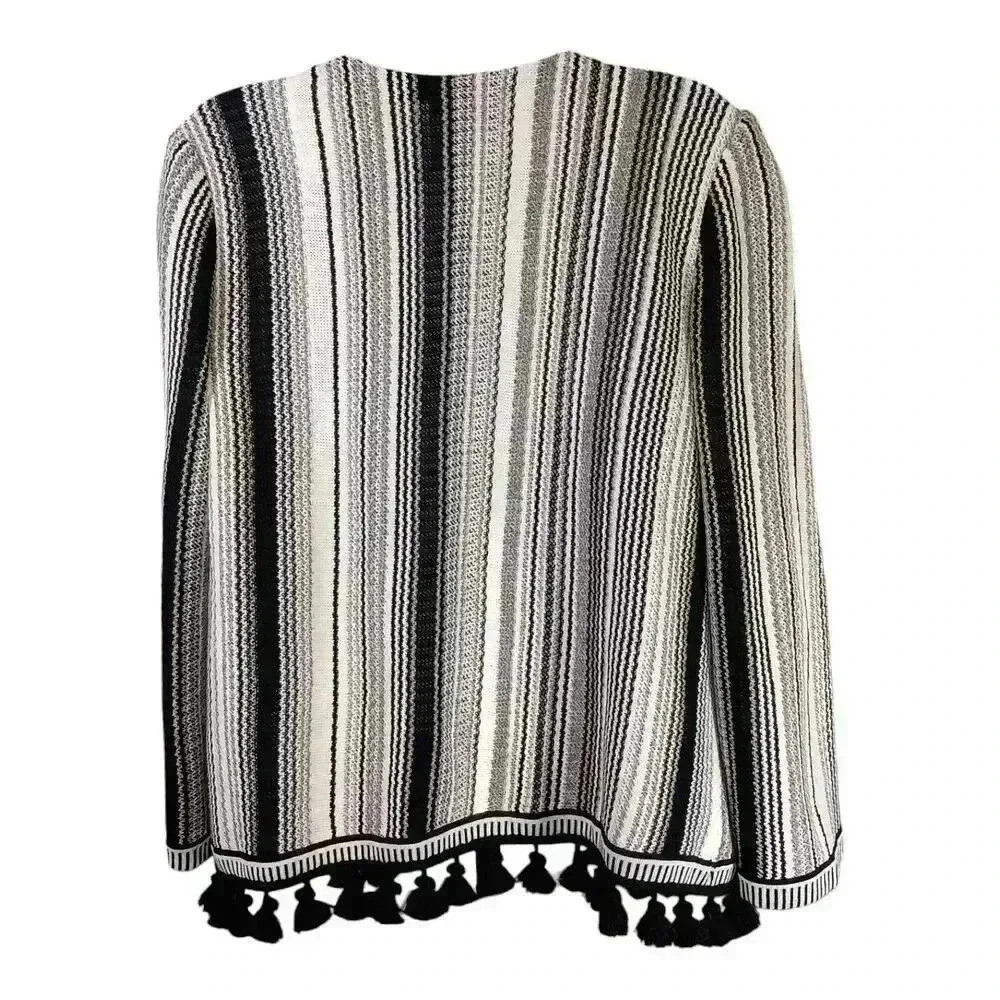 Misook Collection Cardigan Jacket Women's Small - Elegant Knit Fashion Tasseled